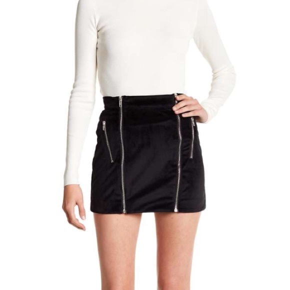 Urban Outfitters Dresses & Skirts - Six Crisp Days Black Suede Zipper Mini Skirt